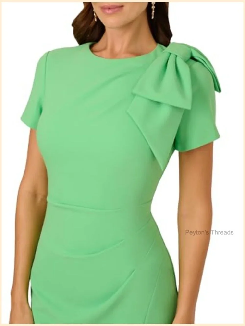 Pleated Bow Midi Dress with Mock Neck - Picture 4 of 5